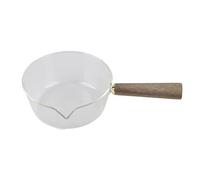 Cacerola, Cacerola de Cristal para Leche con Mango de Madera, Cacerola Pequeña, Cacerola para Pasta con Pico en Forma de V, Cacerola para Leche Sopa Pasta Huevos Arroz (600ml)