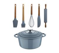 Cacerola con tapa ø25,5cm (5l) hierro fundido con 5 utensilios de silicona noia san ignacio