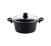 Cacerola con Tapa 28cm Westinghouse 7.1L Black Marble Series | Aluminio Forjado | Revestimiento Mármol Negro 3 Capas | Asas Dobles | Apta Inducción | Tapa Vidrio Templado | Sin PFOA