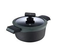 MasterPRO Gastro Reeco | Cacerola de 20 cm y 10 cm de Altura con Tapa | Indicador de temperatura | Aluminio Fundido Reciclado | Revestimiento Antiadherente | Asas Soft Touch | Todo Tipo de Cocinas
