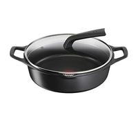 Tefal Robusto, Cacerola 28 cm + tapa de cristal, Aluminio fundido, Retención de calor, Revestimiento antiadherente, Negro