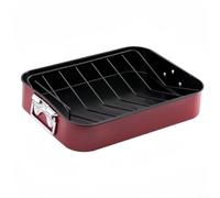 Cacerola de acero inoxidable XL con rejilla en V para pavo - Parrilla para horno Bratreine 41 x 32 cm rejilla de goteo de grasa BBQ