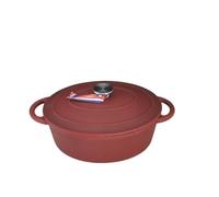 Cacerola Hierro Fundido Olla ovalada for estofado de pescado hierro fundido rojo con glaseado, cazuela sopa, uso 5 a 6 personas, 4,1 L, 27x21, cm