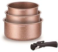 Cacerolas Arthur Martin, juego de 3 unidades, diámetros de 16, 18 y 20 cm, con asa removible, aptas para todas las fuentes de calor, incluyendo inducción, de terracota
