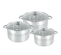 Cacerolas De Cocina Bajas De Acero Inoxidable, Set de 26Ø, 28Ø y 30 Øcm, Apto Para Gas, Vitrocerámica E Inducción, Marca Elite.