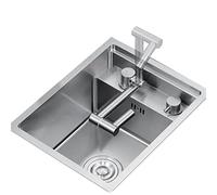 Cact Inless - Mini fregadero de acero con grifo plegable oculto y cubierta, diseño de un solo cuenco, fregadero de cocina que ahorra espacio con drenaje para áreas pequeñas