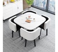 Cact - Juego de mesa de comedor para 4 personas que ahorran espacio, mesa y sillas de cocina redonda/cuadrada, perfecto para comedores pequeños, apartamentos y espacios limitados