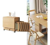 Cact - Juego de mesa de comedor plegable de madera con 4 sillas tapizadas, diseño que ahorra espacio para pequeños balcones, zonas de comedor y piel de cacto