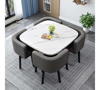 Cact - Juego de mesa de comedor redonda/cuadrada con 4 sillas que ahorran espacio, perfecto para apartamentos pequeños y comedores acogedores, muebles modernos para espacios compactos