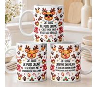 Cadeau Plus Taza con texto en francés "Je suis l'enfant du medieu/l'ainné/le plus jeune - Cadeau Frere Noel, Mug Herère, Mug Frère, Cadeau pour Son Brother Et Soeur