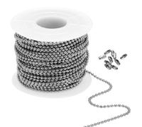 Cadena de esferas de 2 mm x 17 metros, acero inoxidable, con 100 conectores