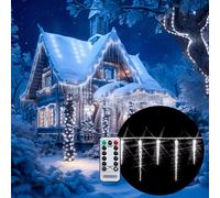 MONZANA® Cadena de Luces Carámbanos 40LED Blanco Frío Control Remoto 8 modos Resistentes al Agua Decoración Navideña para Interior Exterior
