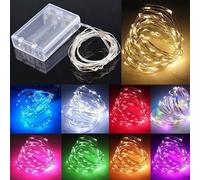 Cadena de luces Led de hadas, cuerda de alambre de cobre, 1/2/3/5/10M, alimentada por batería, para dormitorio, jardín, fiesta, decoración de boda, 1 paquete