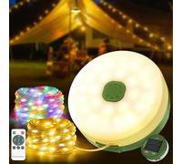 Cadena de luces LED enrollable para camping, 10 m, 3000 mAh, resistente al agua, USB, recargable, con 13 modos de iluminación, portátil, versátil, lámpara de camping, cadena de luces para exteriores