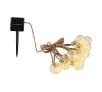 Cadena de luces LED solares de 3 W, 10 bombillas, IP44, cuerda de cáñamo, distancia de 30 cm