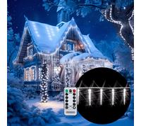 MONZANA® Cadena de Luces Carámbanos 80LED Blanco Frío Control Remoto 8 modos Resistentes al Agua Decoración Navideña para Interior Exterior
