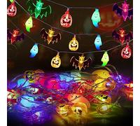 Cadena de Lucesde Halloween 30LED 4.5M Calabaza Luces Decoración de Halloween Fantasmas Murciélagos 8 Modos a Batería Impermeable con Mando Guirnalda Luces Lámpara de Halloween Interior y Exterior
