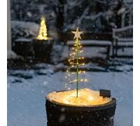Cadena de luz solar exterior de Navidad, árbol de Navidad, luces decorativas para jardín, balcón, ventana de fiesta (luz cálida)