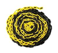 Cadena de Señalización Amarillo y negro,Cadena barrera de plástico,6mm Grosor,con mosquetones,para el control de multitudes, barreras de aparcamiento, tráfico y colas