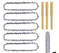 Cadena de sierra. Cadena de motosierra: eslabones de accionamiento de cadenas de motosierra de 5 piezas, compatible con todas las minimotosierras de 6" carpintería con afilador de motosierra de 3