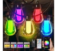 Cadena luminosa de 15 m para exteriores/interiores, regulable, RGB, más de 1000 modos para fiestas, terrazas, cervecerías al aire libre, pabellones, balcones, jardines, Halloween, Navidad (APP)