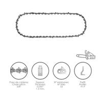 Cadena motosierra 3/8 / 0.050 1,3 mm. / 52 eslabones / 91 p
