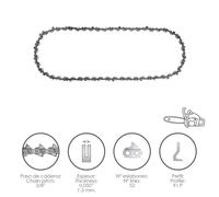 Cadena motosierra 3/8' / 0.050' 1,3 mm. / 52 eslabones / 91 p
