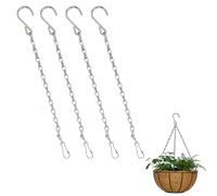 Cadenas metálicas para colgar 4 unidades, cadenas negras resistentes de 33 cm con gancho en S y clip ajustable, ideales para macetas, lámparas y decoración interior o exterior