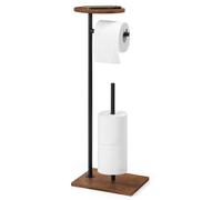 CADUKE Portarrollos de papel higiénico de pie con estante redondo en la parte superior, soporte para 4 rollos de repuesto, soporte para papel higiénico de acero inoxidable para baño, inodoro, base de