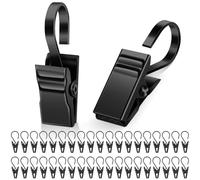 Caianwin 50 pinzas de acero inoxidable para cortinas, ganchos de metal negro para cortinas, cortina de ducha, fotos, cadenas de luz, anillos de cortina con clipper