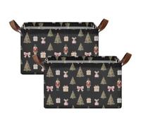 Caihoyu Cestas de almacenamiento para estantes, asas de transporte | Plegable de 16.9 x 11.9 x 10 pulgadas para un fácil almacenamiento en armario, lavandería, baño, gabinetes
