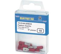 Caja 10 terminal faston macho aislado para cable 0'5-1'5 mm² 6'35 mm