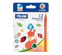 Milan plastipastel ceras triangulares 10 colores básicos + 2 fluor -c