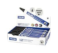 MILAN Rotuladores permanentes Punta biselada 1-4 mm tinta a base de alcohol Negro Caja 12