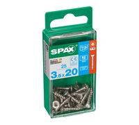 Caja 25 uds. tornillo madera spax cab. plana inox a2 3,5x20mm spax