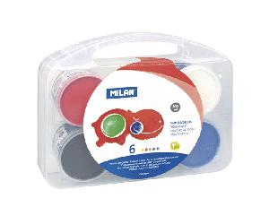 CAJA 6 TARROS 100ML DE PINTURA DEDOS COLORES SURTIDOS MILAN