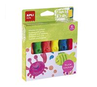 Caja 6 tubos pinceles témperas colores neón 14ml.