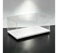 Caja acrílica Caja expositora Transparente de acrílico 25 30 40 45 50 60 cm Altura, Vitrina Antipolvo para Montar para Modelos, Cajas de Almacenamiento plástico(White Base,35x10x10cm)