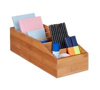 Caja almacenaje arcón de bambú baúl multiusos 6 compartimentos 0,9 kg ligero