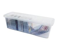 Caja almacenamiento 18cm alto 52 CD música tapa 1 60x20x18cm transparente