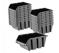 Caja apilable de taller KADAX, de plástico PP, 230 x 160 mm, negra, 20 piezas