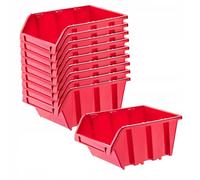 Caja apilable de taller KADAX, de plástico PP, roja, 10 piezas, 390 x 240 mm