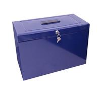 Caja archivadora de metal, tamaño folio, color azul