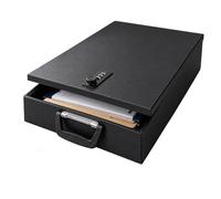 Caja archivadora Relaxdays, DIN A4, con cerradura numérica, negra | Asa de transporte, (Al x An x Fon) 7 x 37 x 27 cm, caja de seguridad