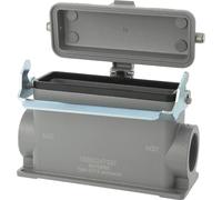 Caja base HARTING Han 24B, alta, con 2 entradas PG21 laterales para cables, equipada con 1 soporte longitudinal y tapa protectora de metal - 1 unidad