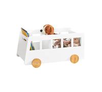 Caja baúl de almacenamiento para juguetes con ruedas organizador de juguetes y libros con 2 secciones kmb41-w sobuy 33 cm