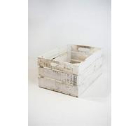 Caja Blanca Vintage de Almacenamiento con Asas Sam, Madera, Blanco Vintage,1 Unidad, 39x29x21cm. Incluye Imán Personalizable.
