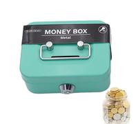 Caja Caudales Con Llave | Caja De Efectivo Portátil | Billetes Y Moneda | Hucha Con Cerradura | Robusto Portátil Del Banco De Monedas Del Metal Para Niños Y Adultos