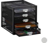 Caja con cajones Relaxdays, con 5 compartimentos, para documentos en formato DIN A4, sistema de organización para escritorio, archivador, color