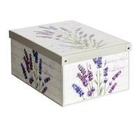 Caja con tapa perfumada, organizadora, de almacenamiento ropa, para almacenaje decorativa en carton, 39x50x24 cm, ideal para armario, baul, zapatos, calcetines, juguetes, regalo, LAVANDA
